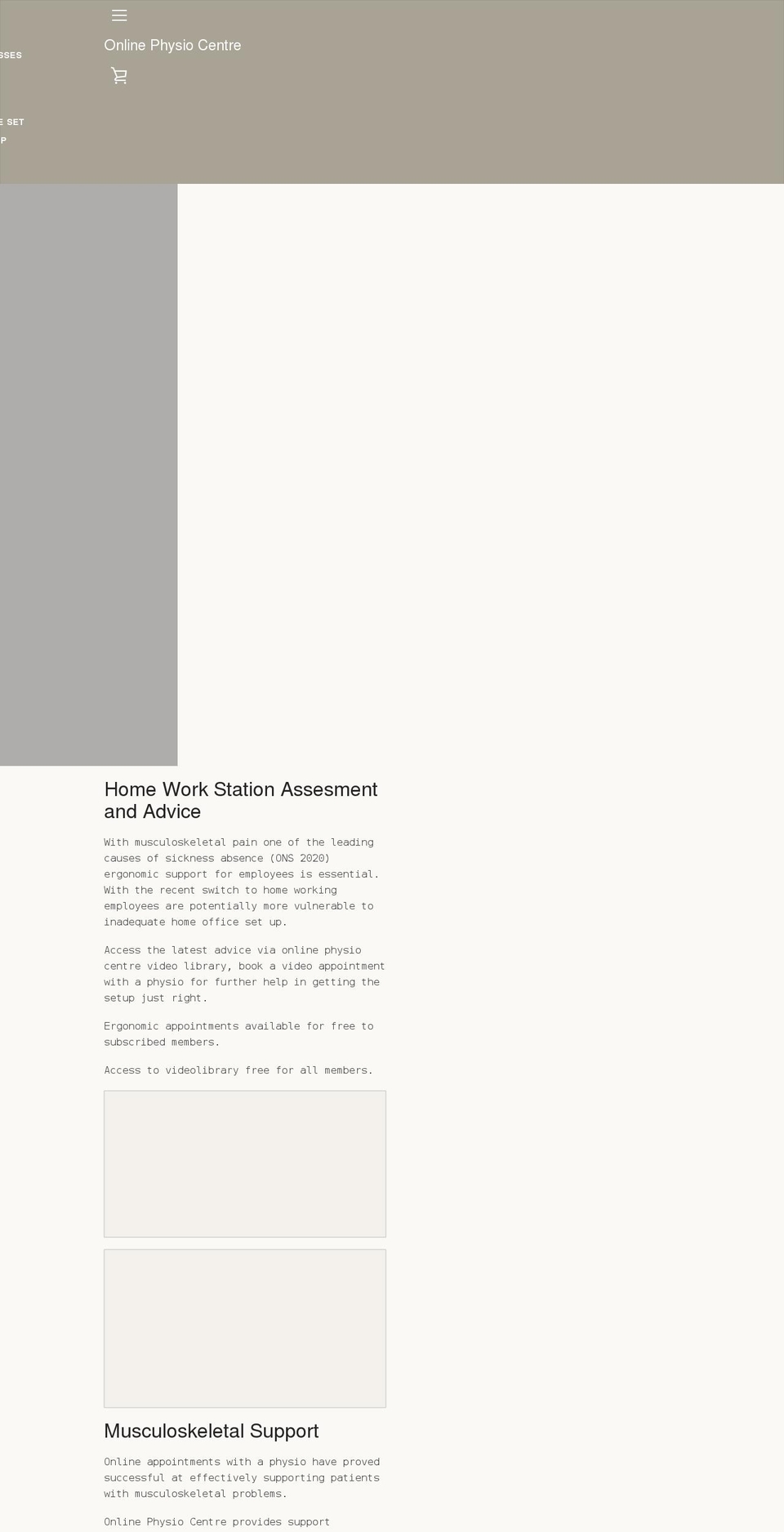 onlinephysiocentre.com shopify website screenshot