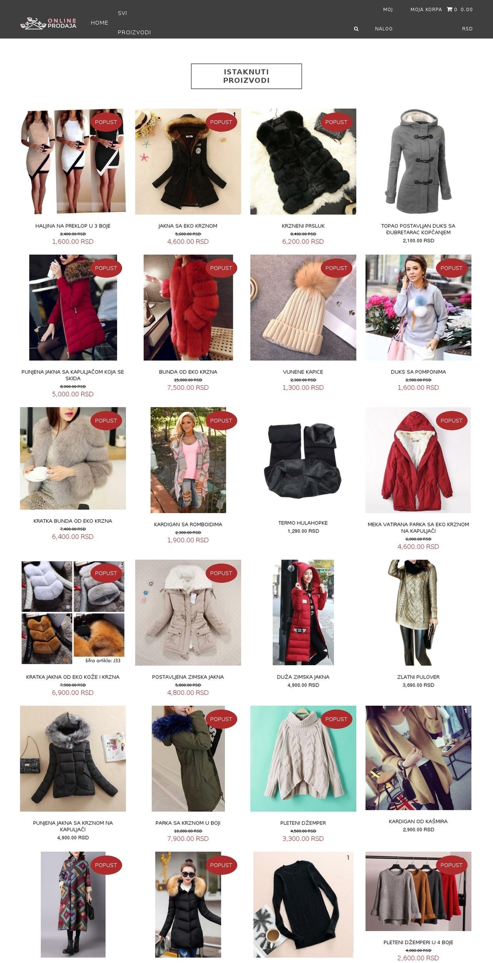 onlineprodaja.com shopify website screenshot
