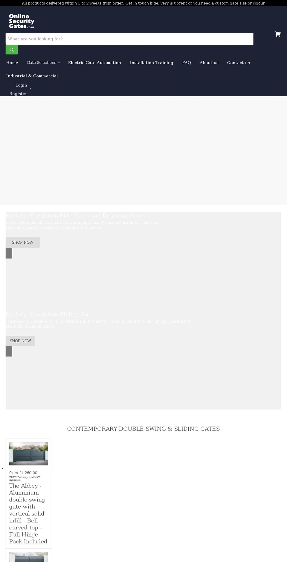 onlinesecuritygates.co.uk shopify website screenshot