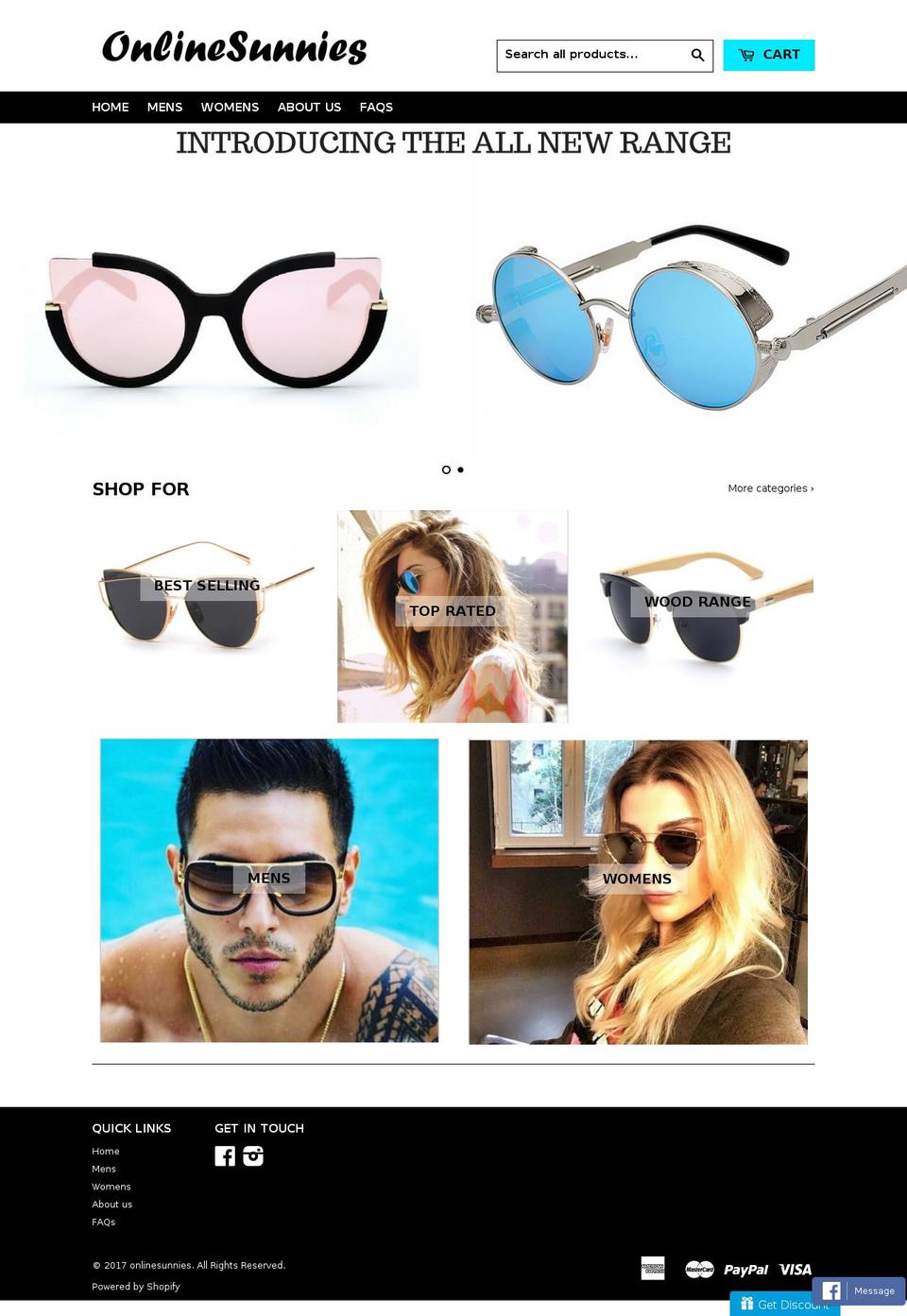 onlinesunnies.com shopify website screenshot