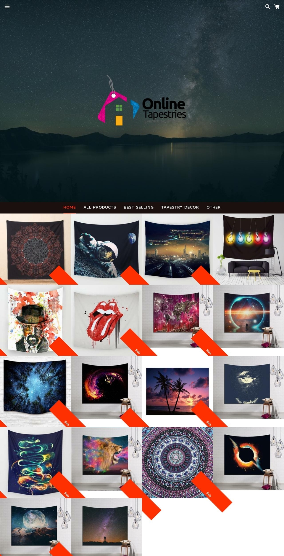 onlinetapestries.com — Shopify storefront screenshot