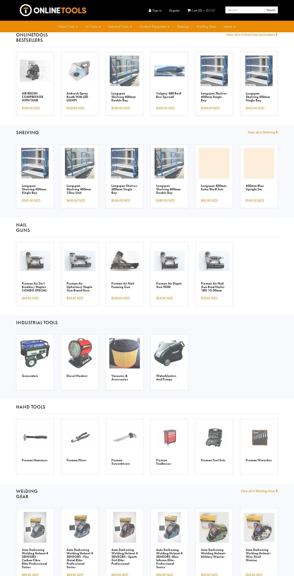 onlinetools.co.nz shopify website screenshot