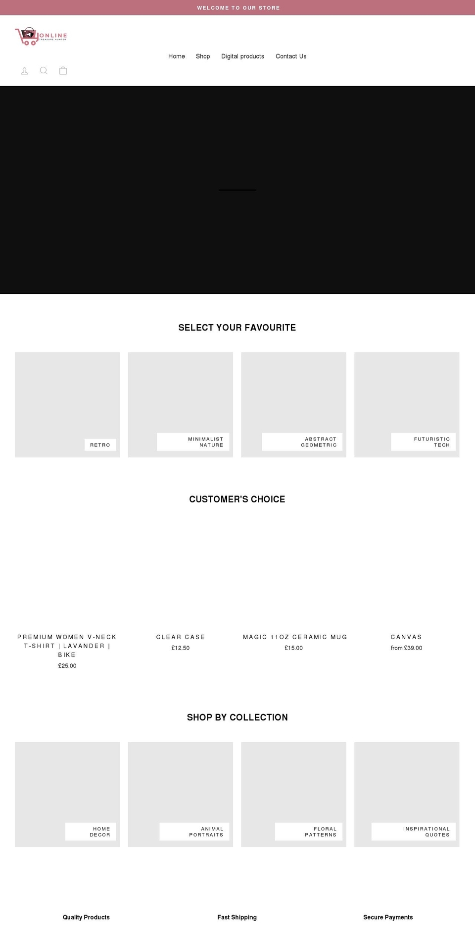 onlinetreasurehunter.com shopify website screenshot