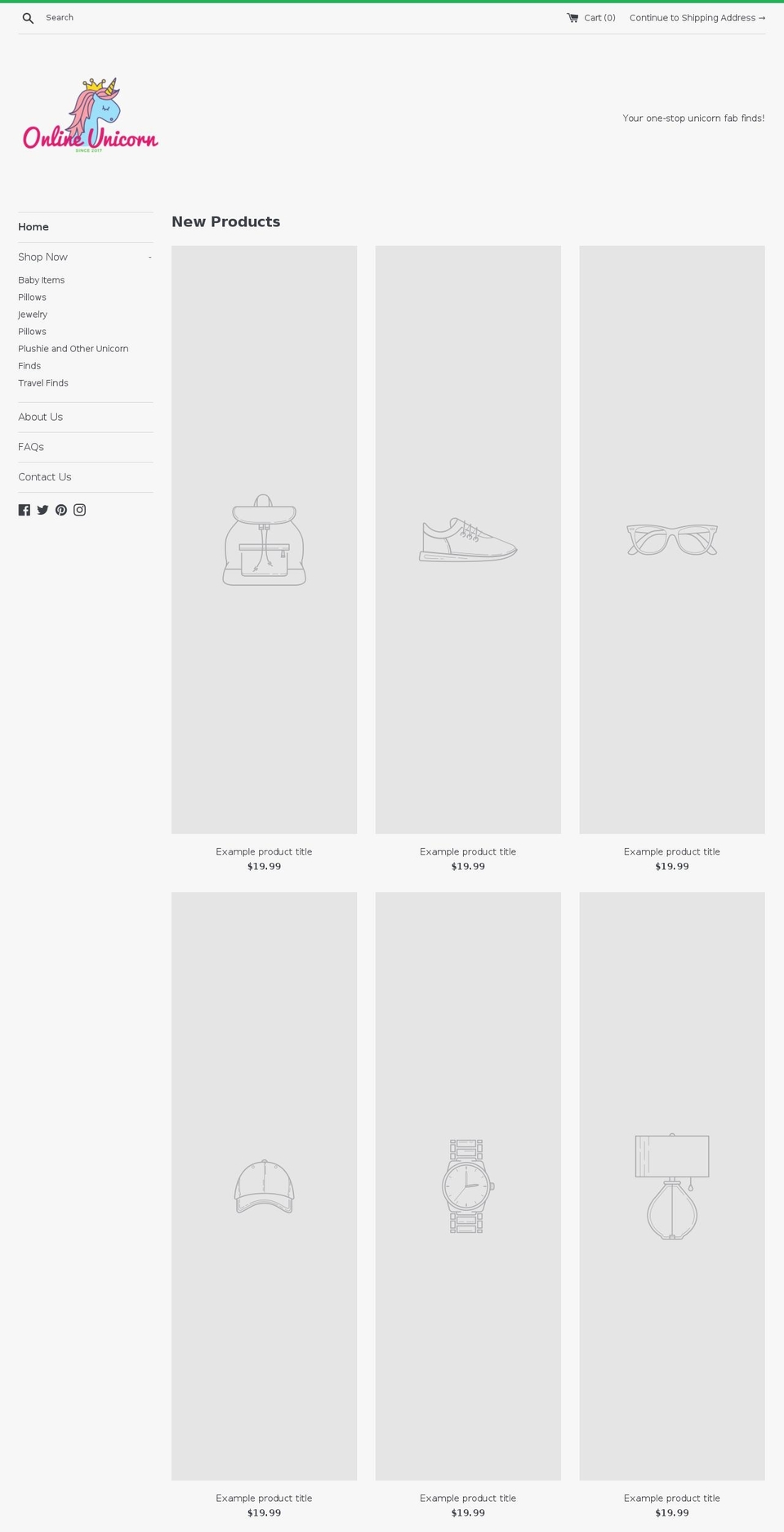 onlineunicorn.com — Shopify storefront screenshot