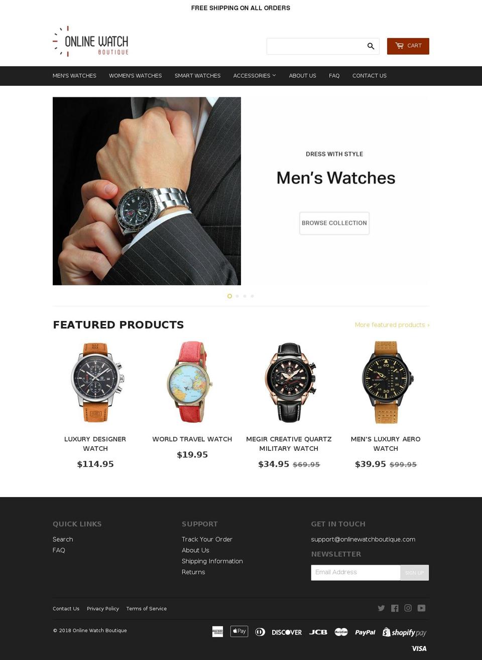 onlinewatchboutique.com — Shopify storefront screenshot
