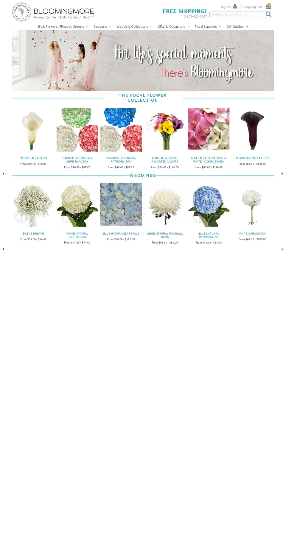 Bloomingmore Shopify theme site example onlineweddingblooms.com