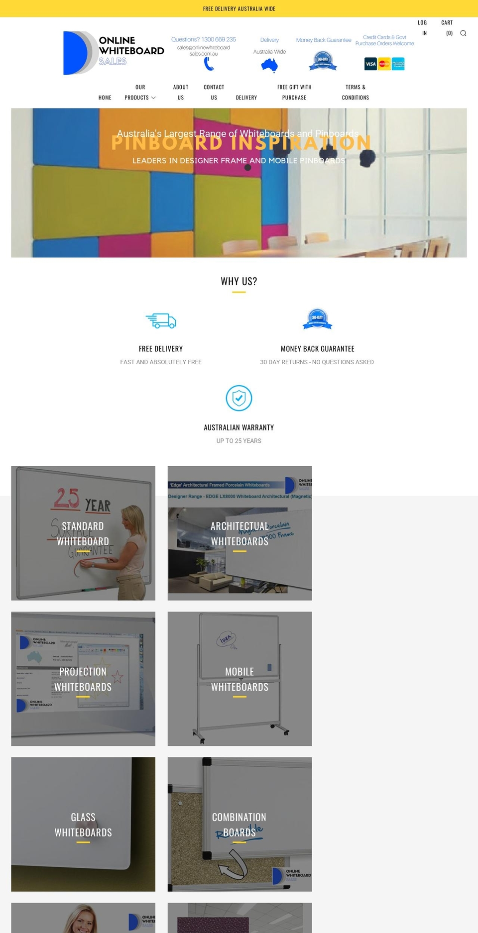 onlinewhiteboardsales.com.au shopify website screenshot