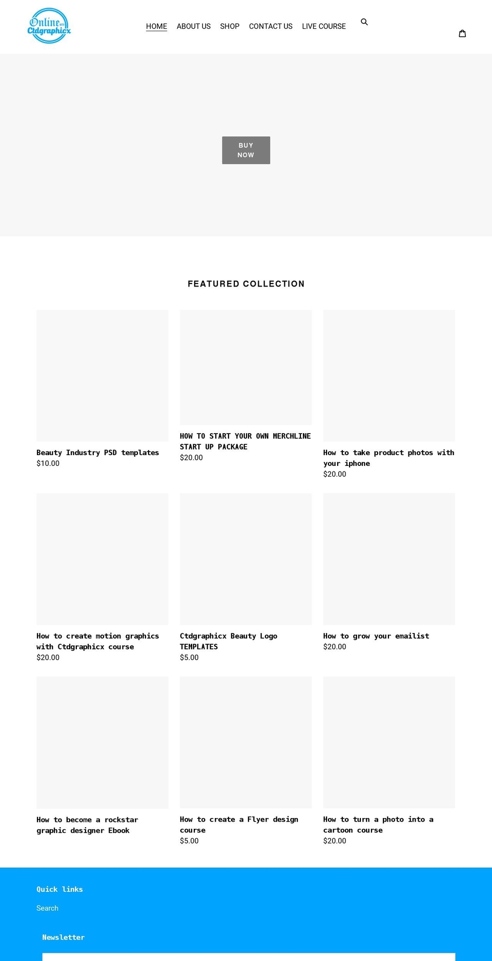 onlinewithctdgraphicx.com shopify website screenshot