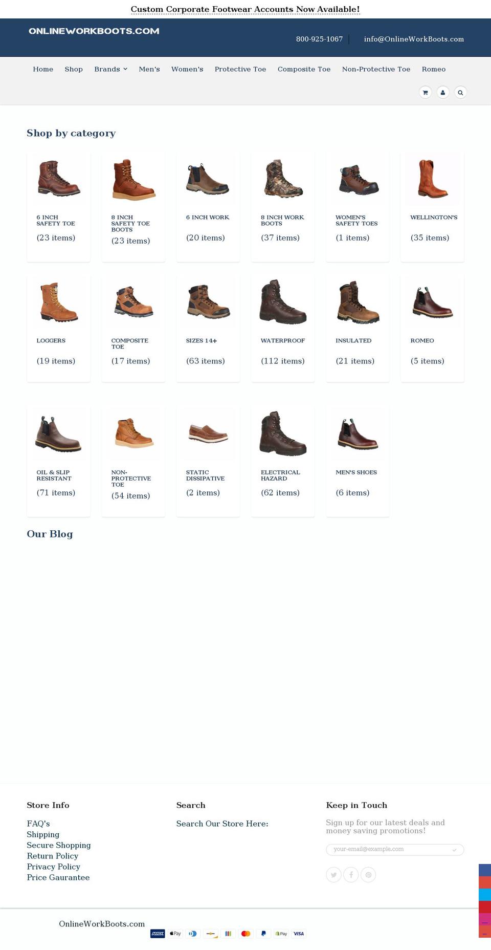 onlineworkboots.com — Shopify storefront screenshot