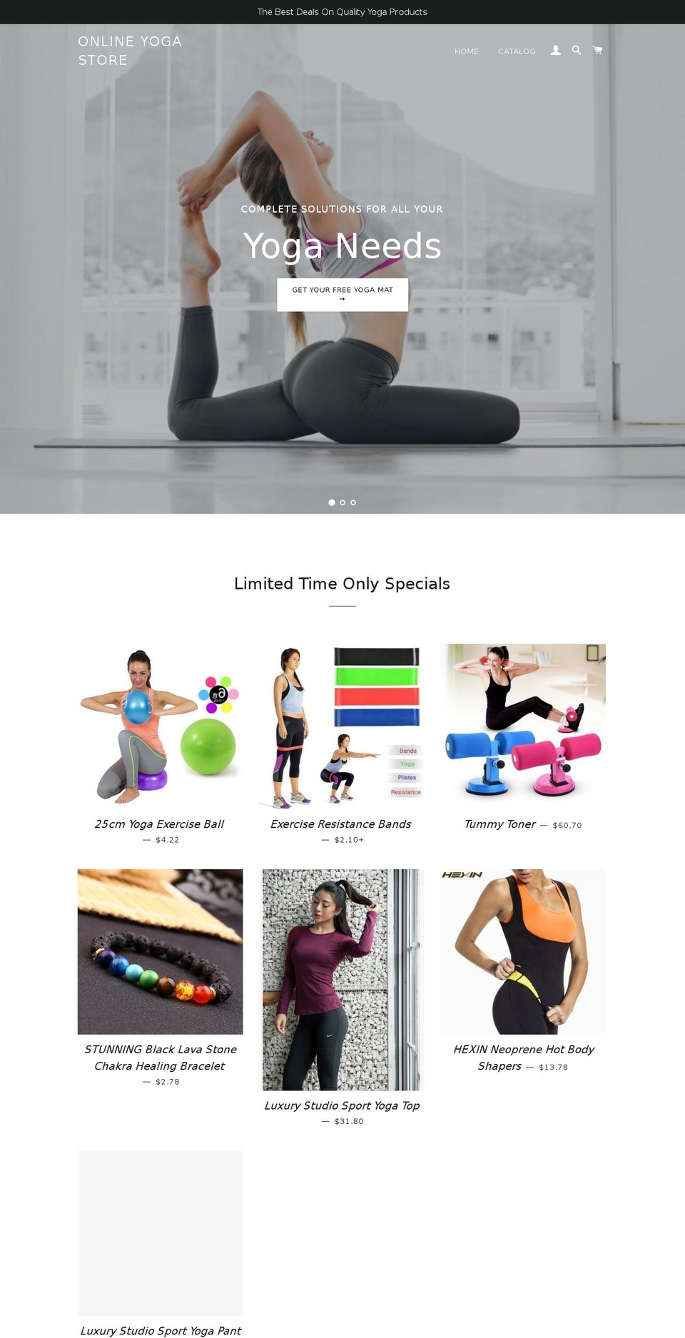 onlineyogastore.com — Shopify storefront screenshot