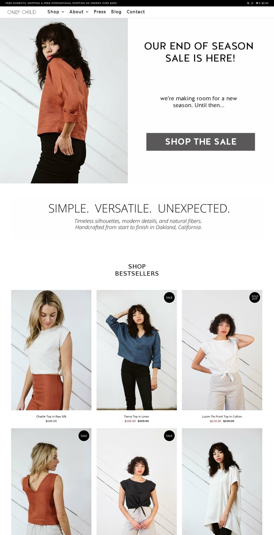 only-child-co.myshopify.com shopify website screenshot