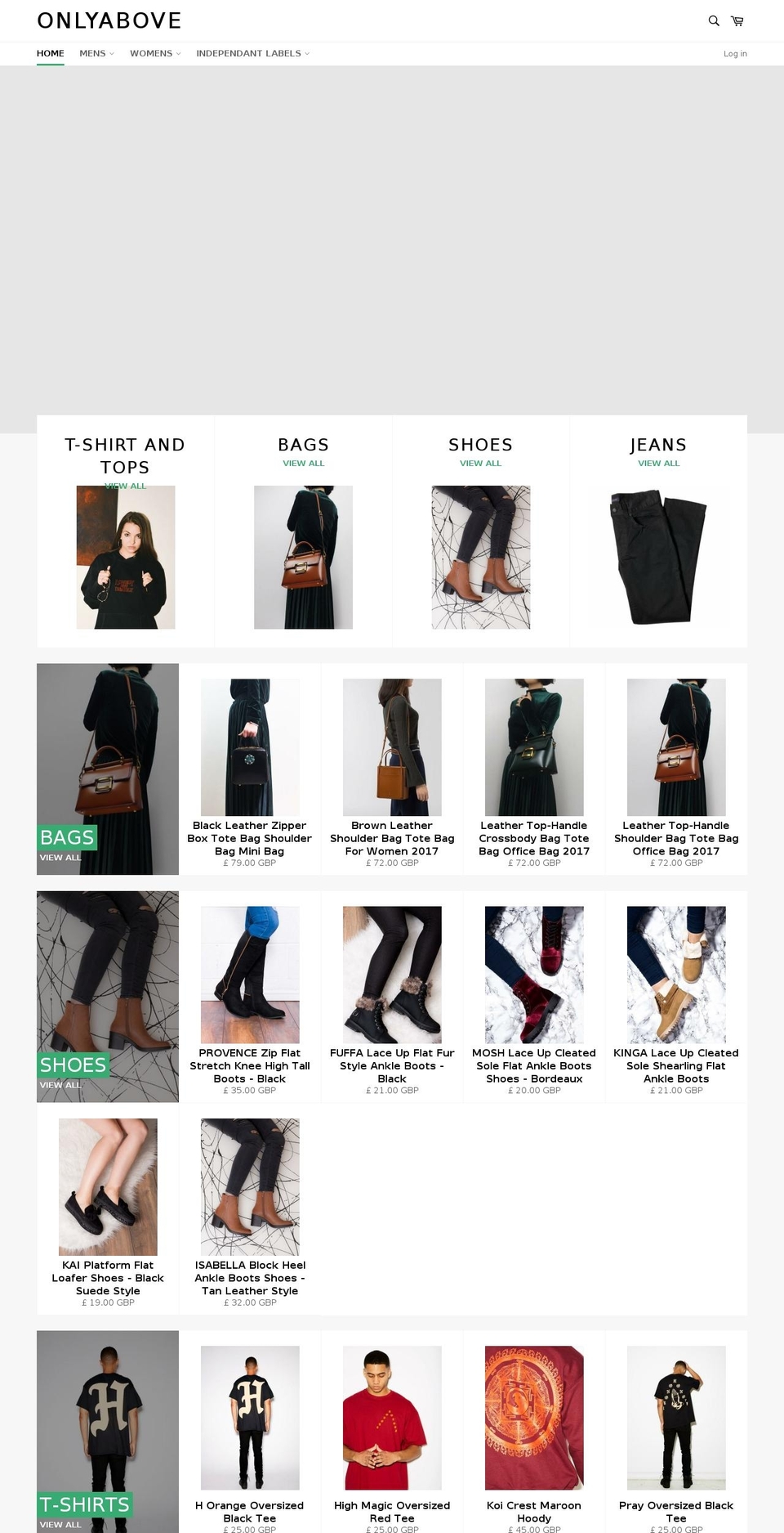 onlyabove.com — Shopify storefront screenshot