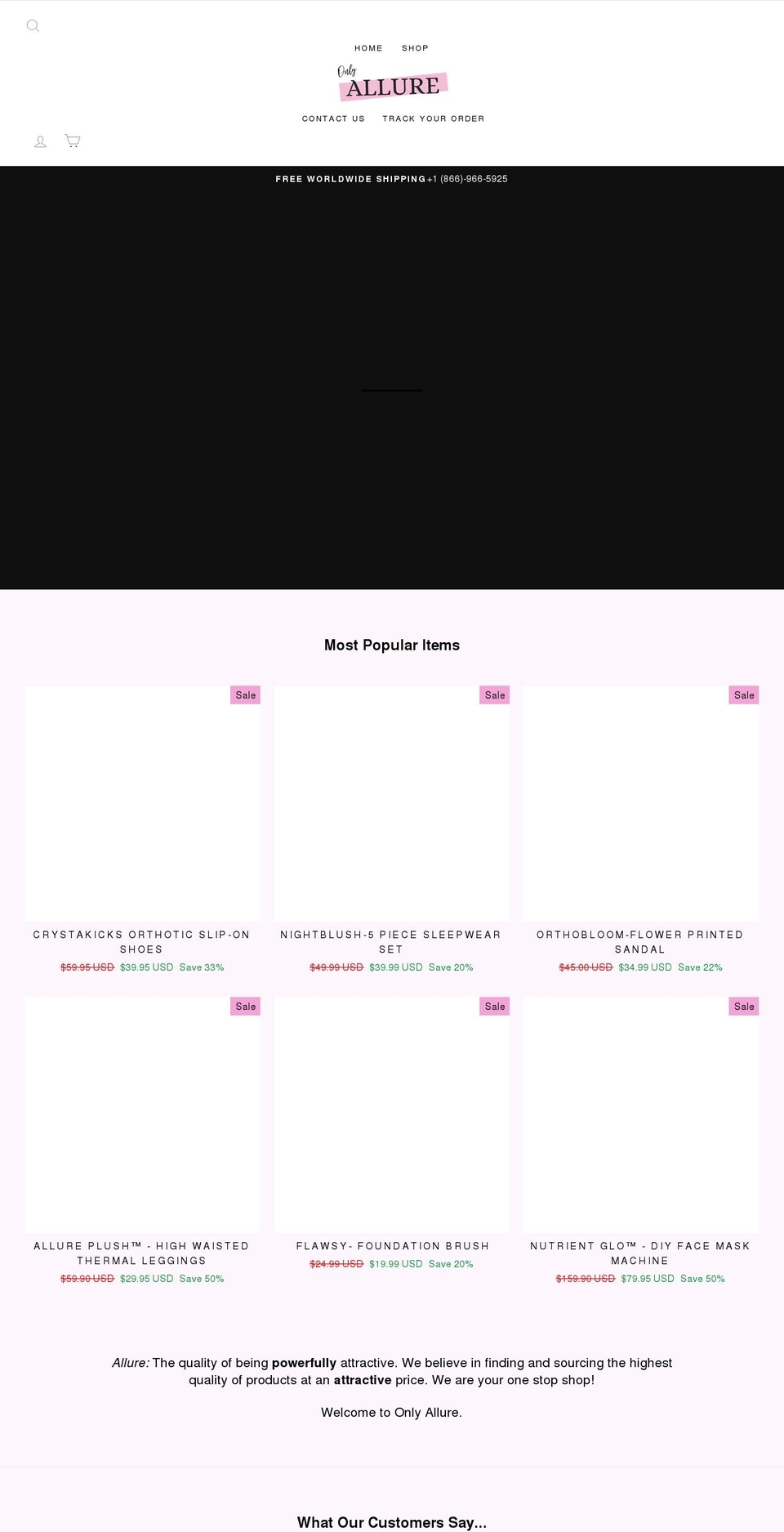 onlyallure.com shopify website screenshot