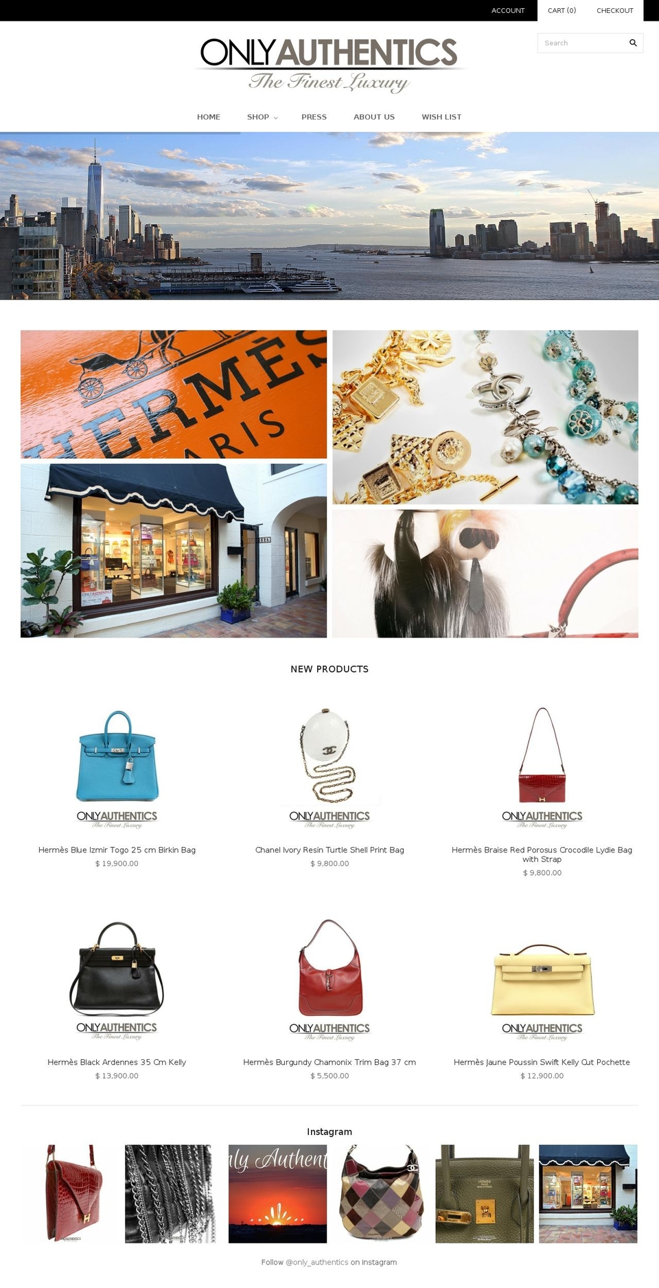 onlyauthentics.com shopify website screenshot