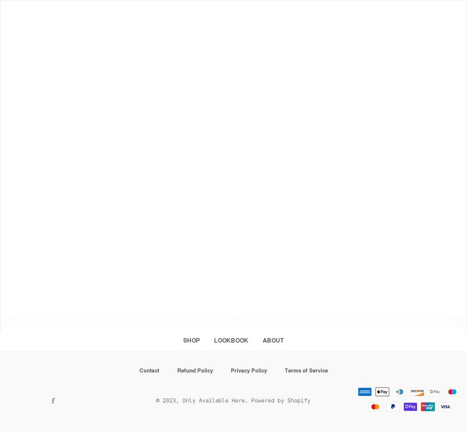 onlyavailablehere.com shopify website screenshot