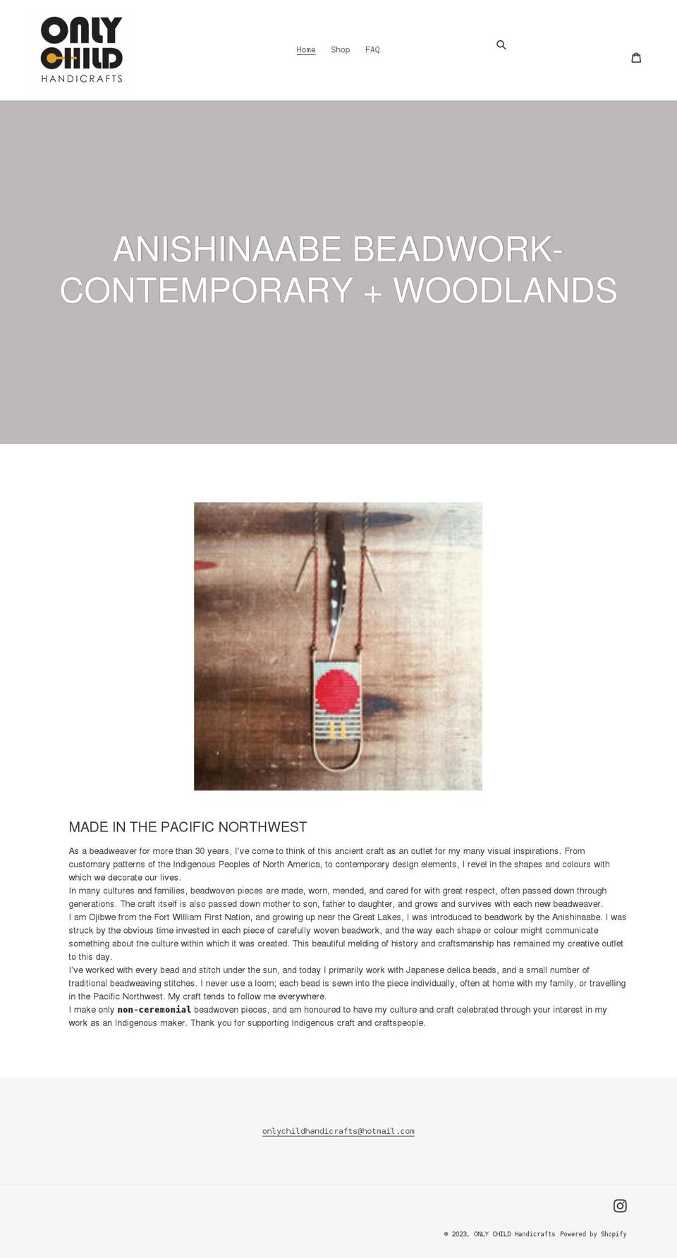 onlychildhandicrafts.com shopify website screenshot