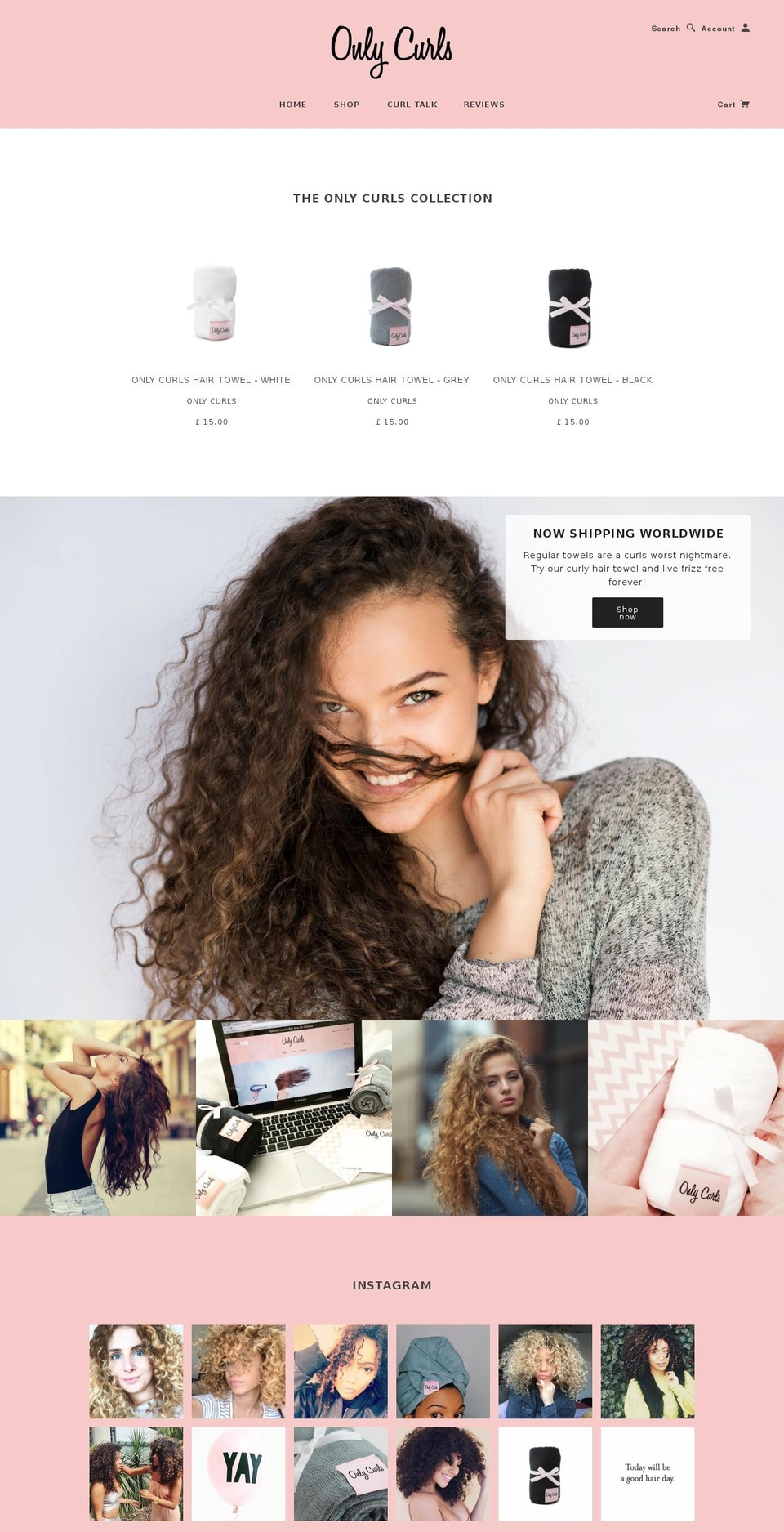 onlycurls.com shopify website screenshot