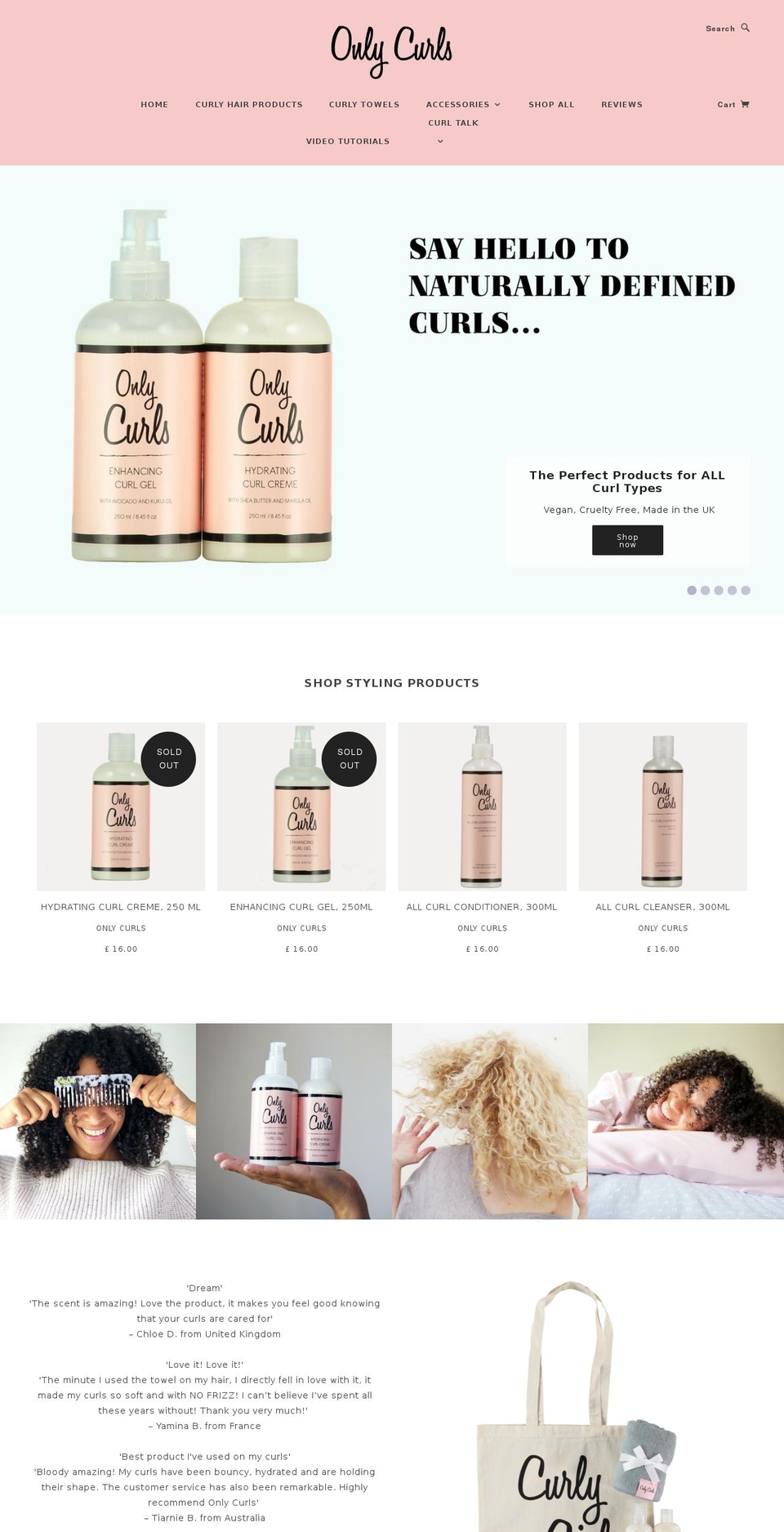 onlycurlslondon.com shopify website screenshot