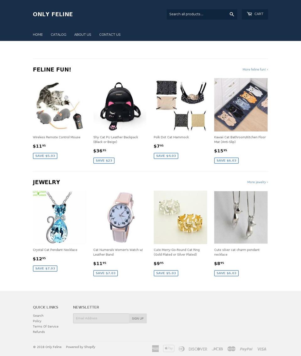 onlyfeline.com — Shopify storefront screenshot