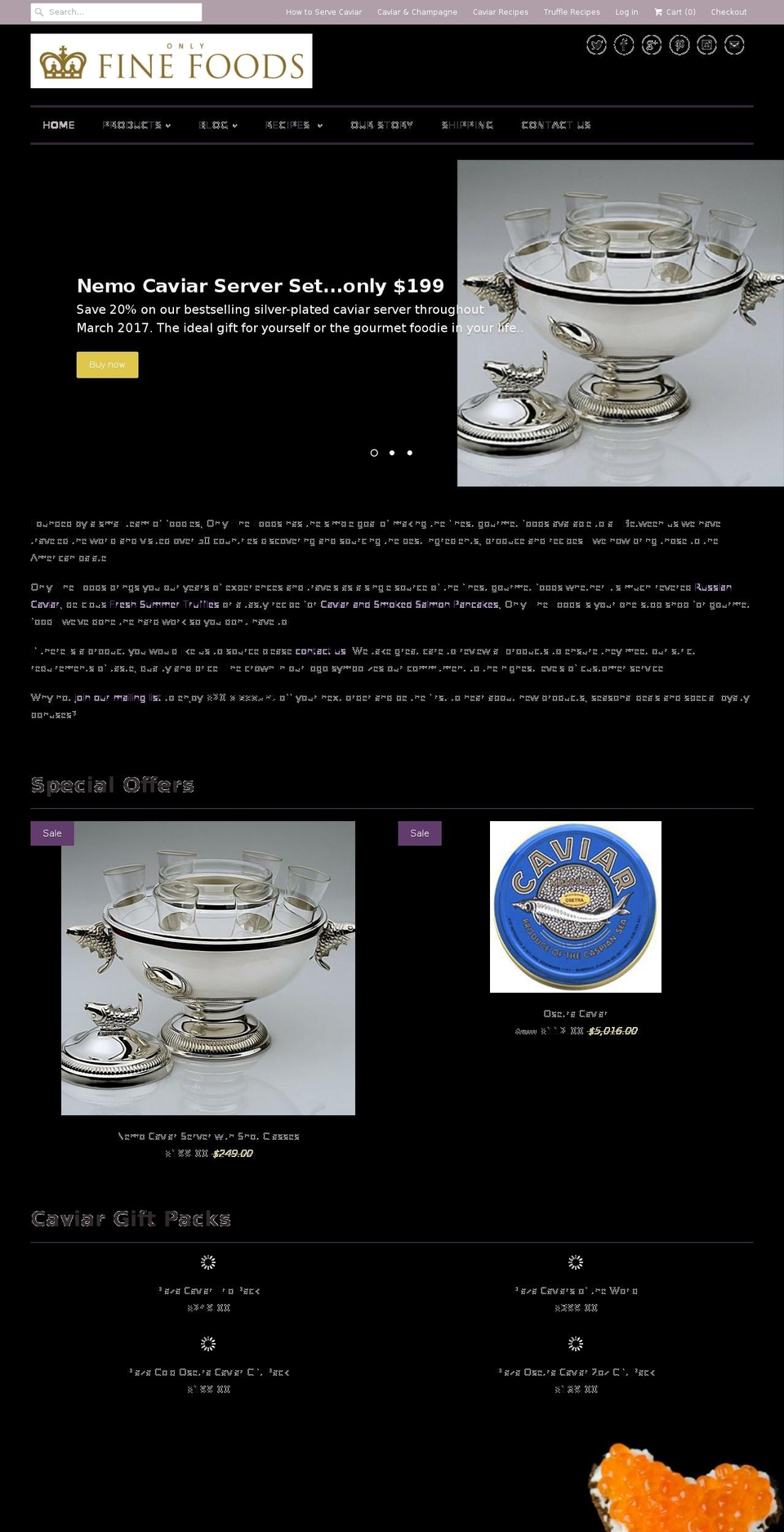 onlyfinefoods.com shopify website screenshot