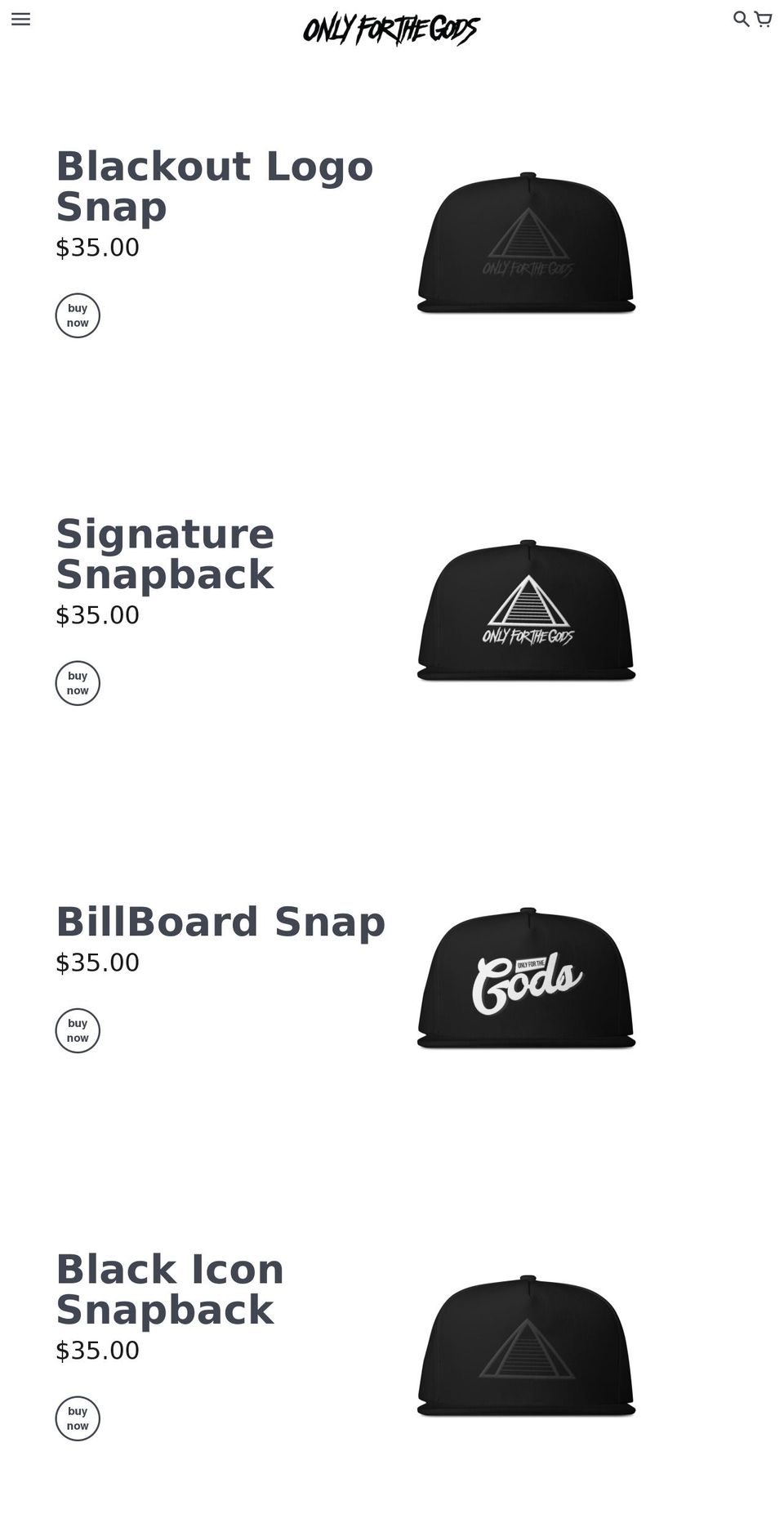 onlyforthegods.com shopify website screenshot