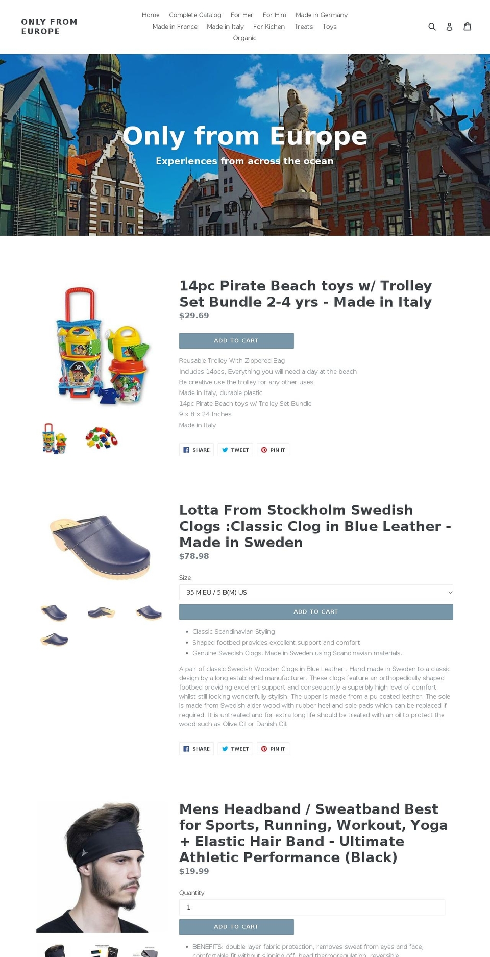 onlyfromeurope.com — Shopify storefront screenshot