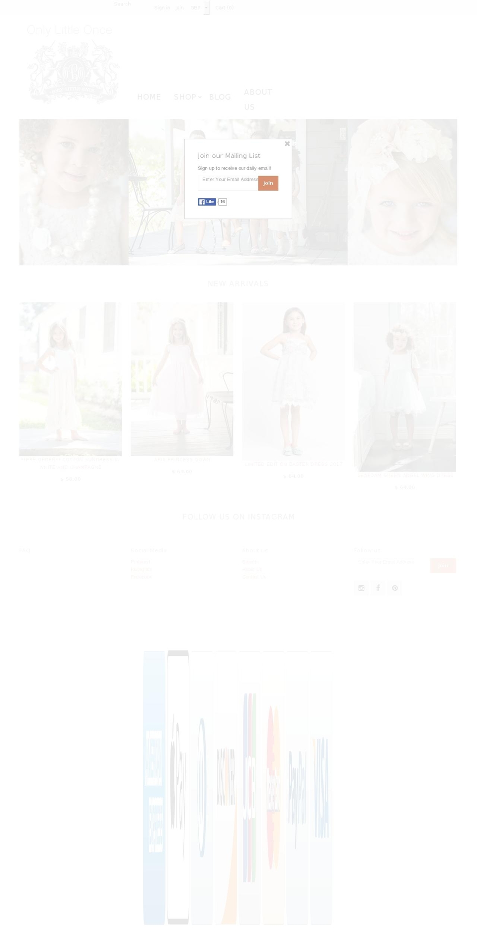 onlylittleonce.com shopify website screenshot