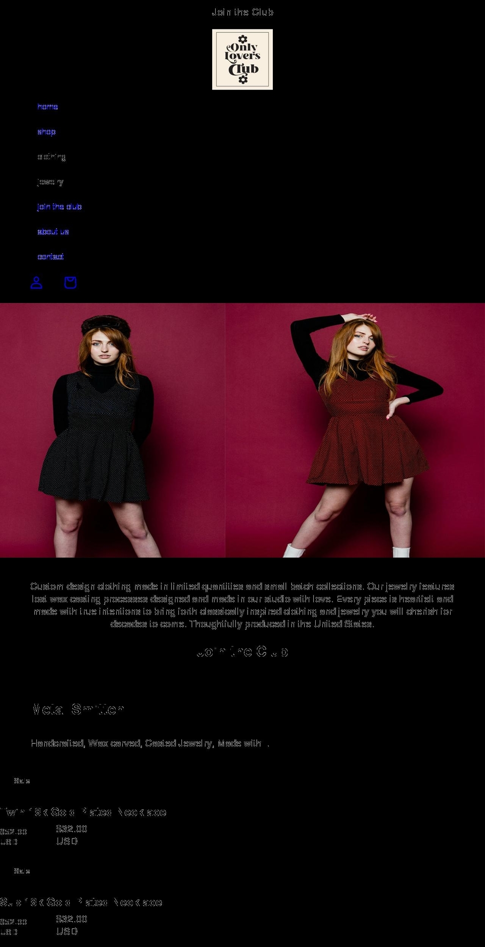 onlyloversclub.com shopify website screenshot