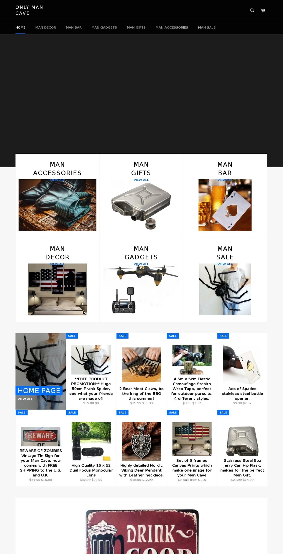 onlymancave.com — Shopify storefront screenshot