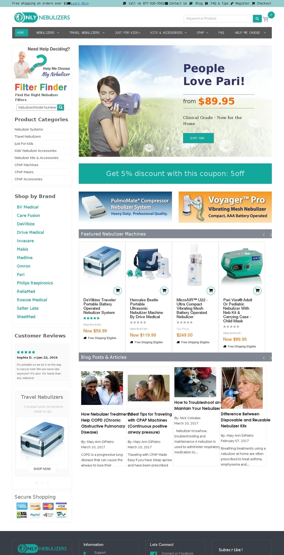 Origin Shopify theme site example onlynebulizers.com