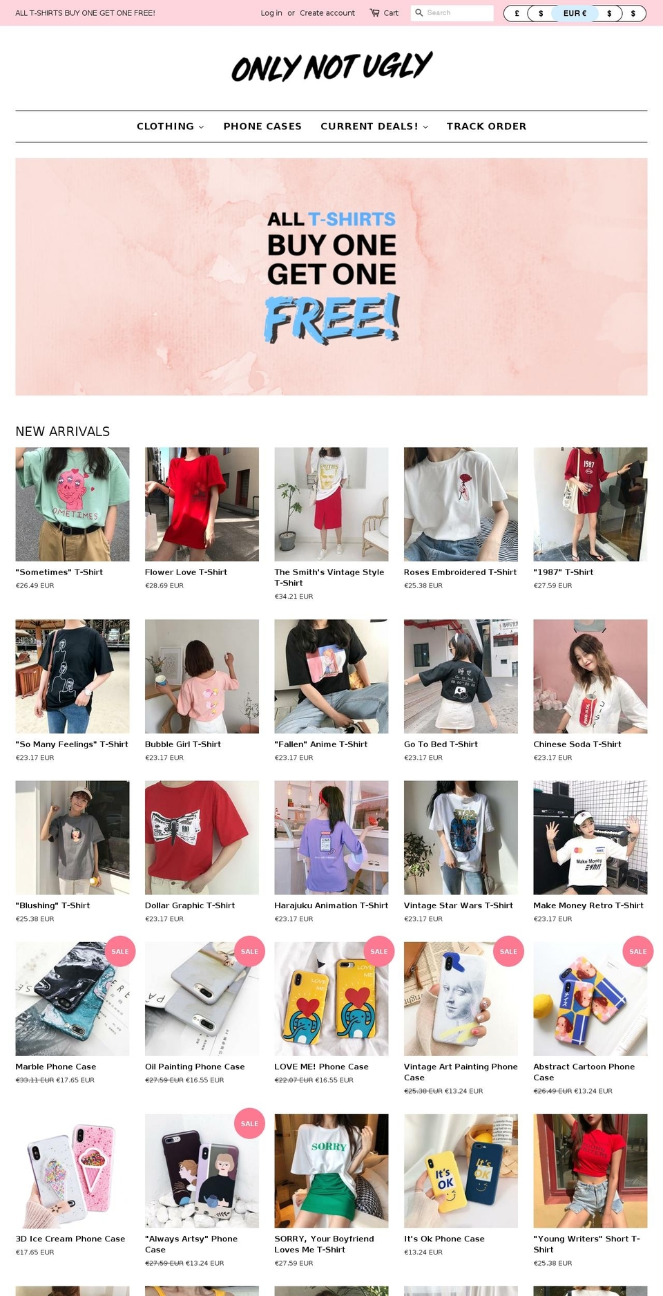 onlynotugly.com — Shopify storefront screenshot