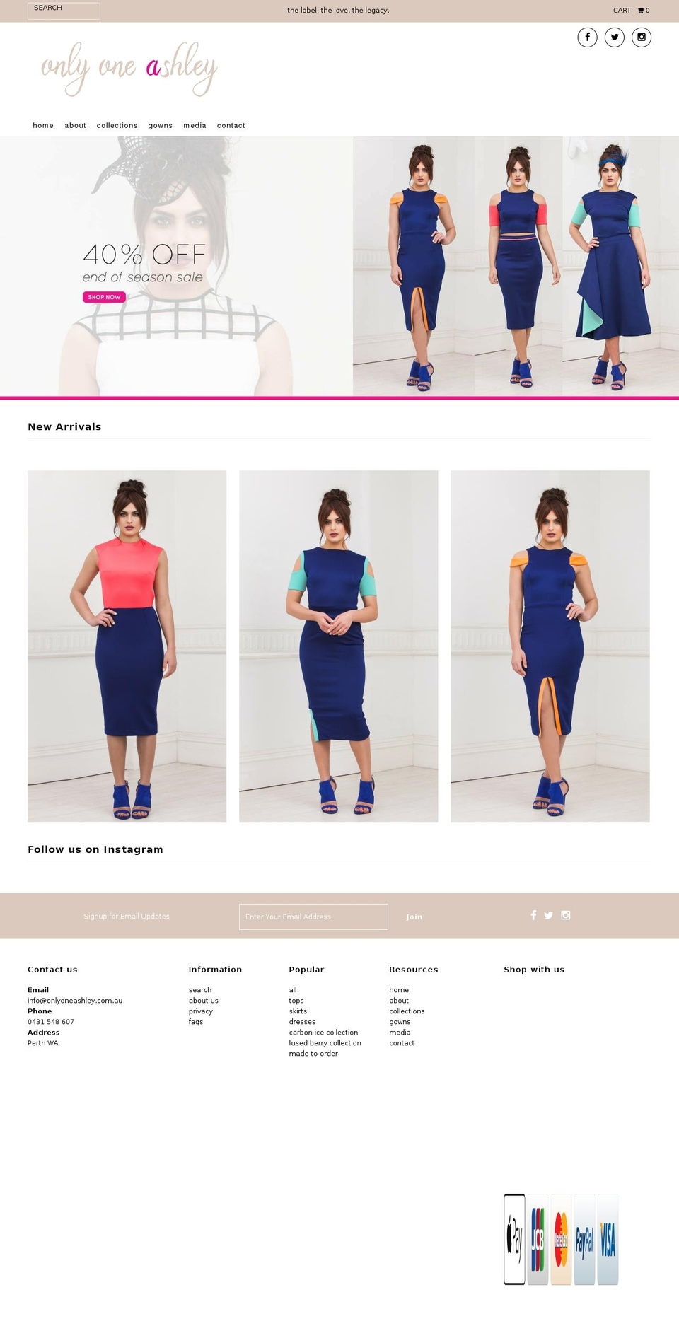 onlyoneashley.com.au shopify website screenshot