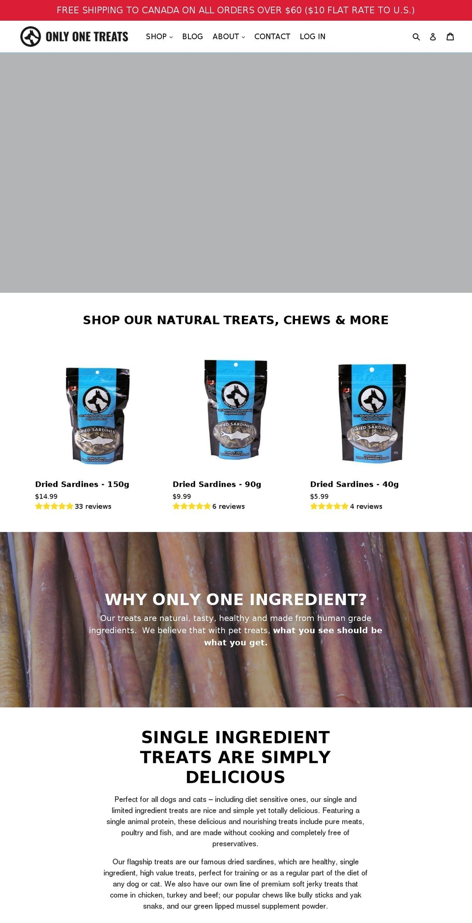 onlyonetreats.com shopify website screenshot