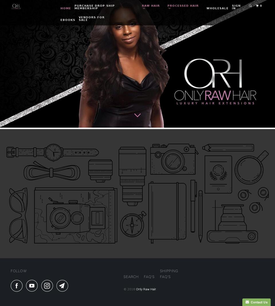onlyrawhairdropship.com shopify website screenshot