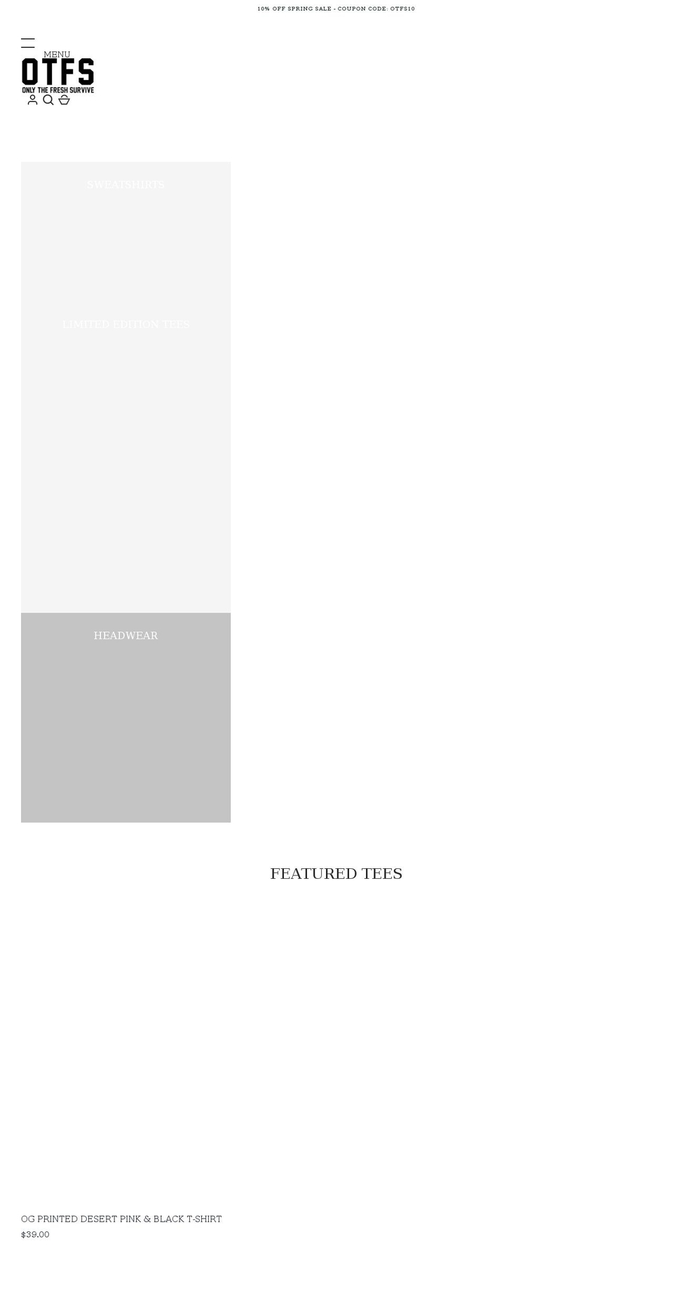 onlythefreshsurvive.com shopify website screenshot