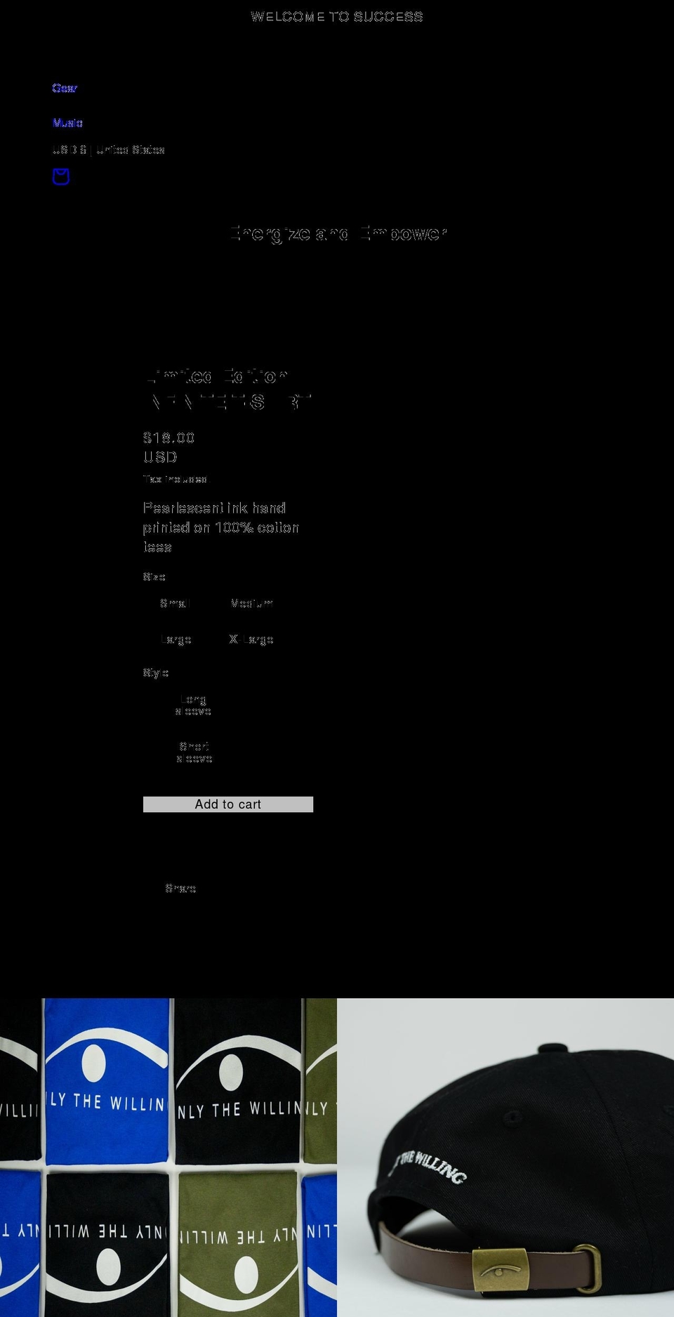 onlythewilling.com shopify website screenshot