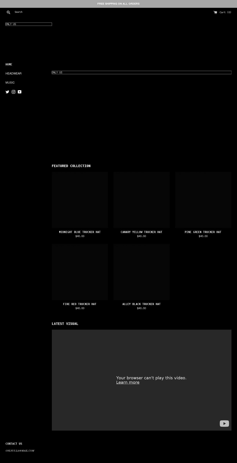 onlyusla.com shopify website screenshot