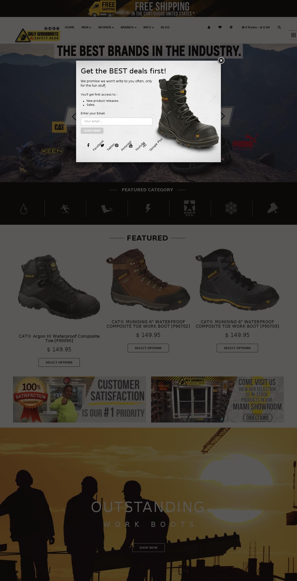 onlyworkboots.com shopify website screenshot