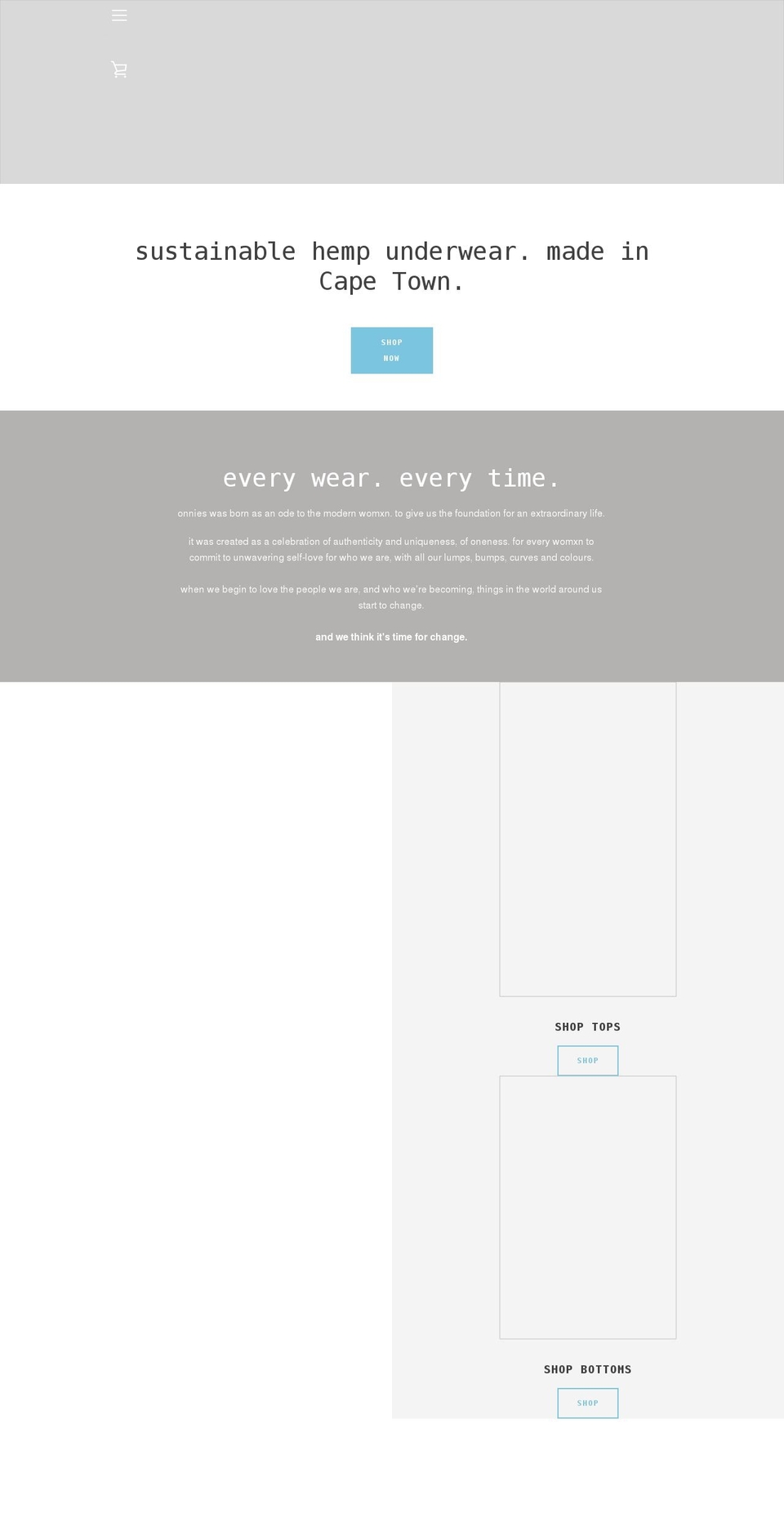 onnies.co.za shopify website screenshot