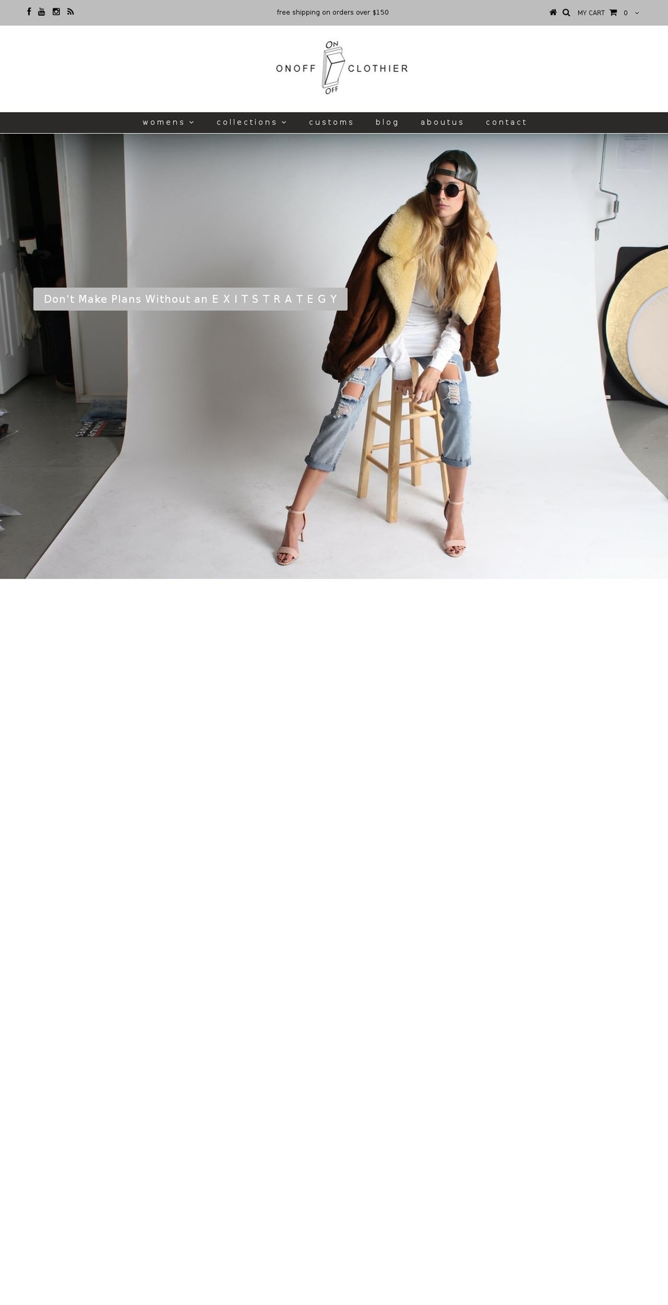 onoffclothier.com shopify website screenshot