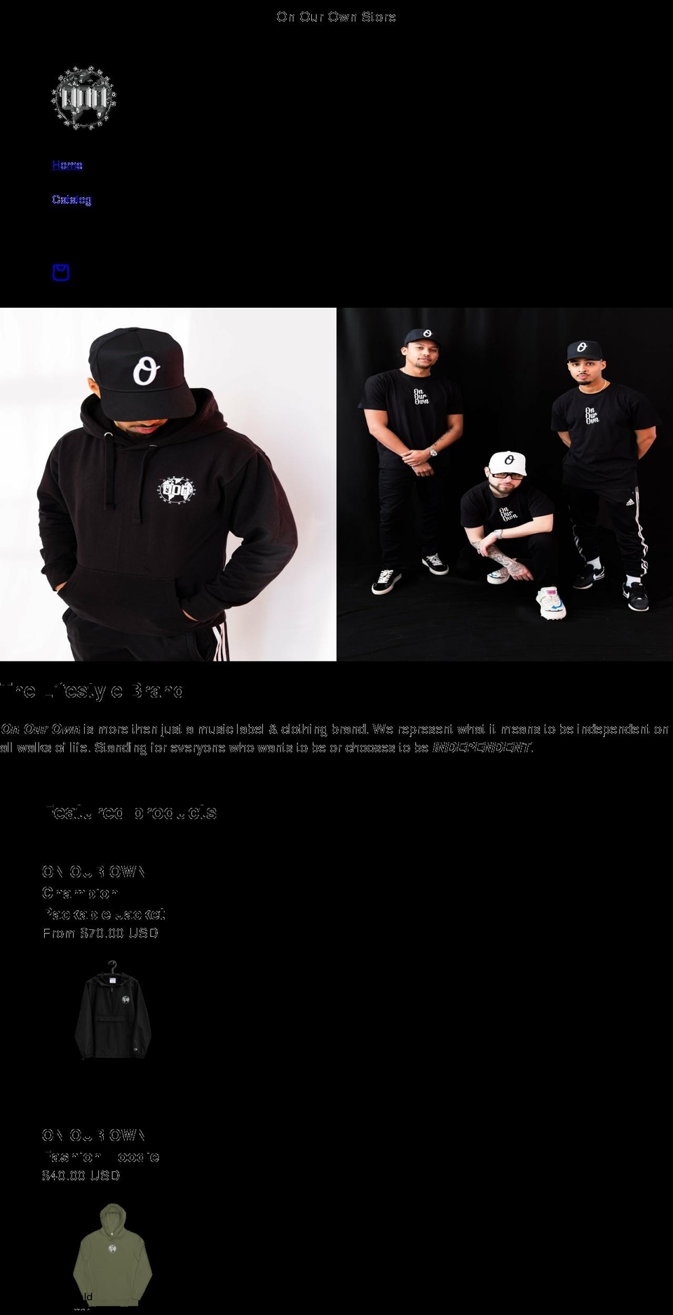 onourown.shop shopify website screenshot