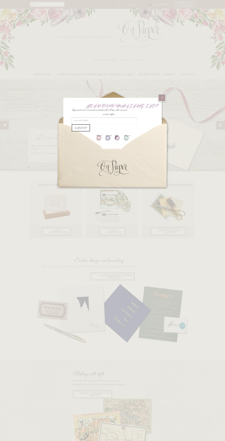 On Paper Shopify theme site example onpaperinvitations.com
