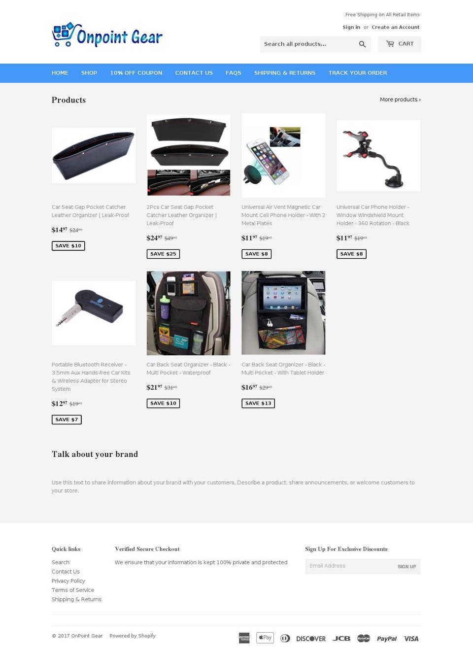 onpointgear.com shopify website screenshot