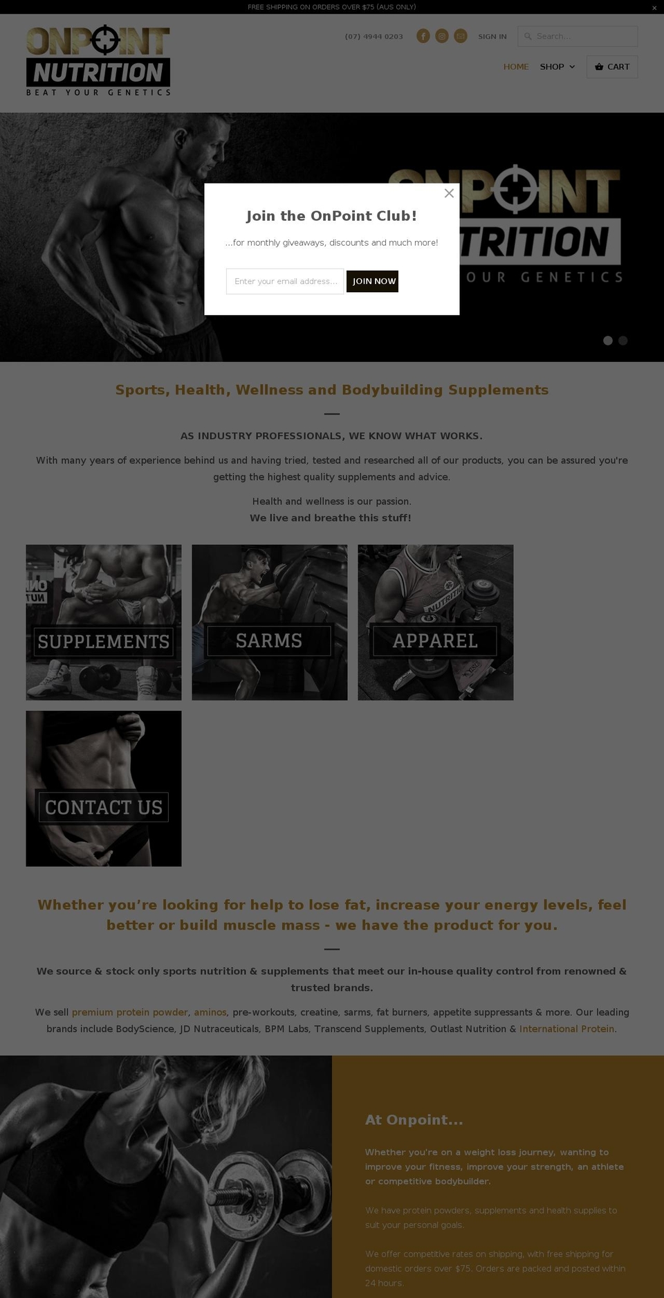 onpointnutritiondepot.com shopify website screenshot