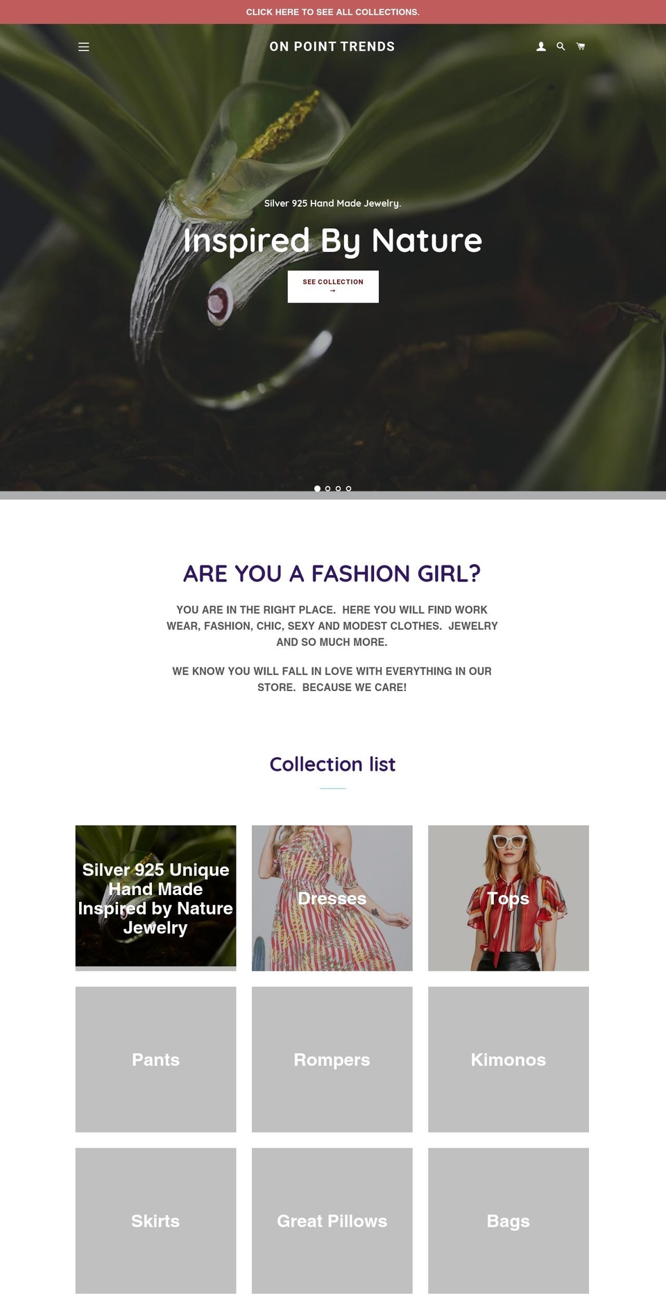 onpointtrends.com — Shopify storefront screenshot