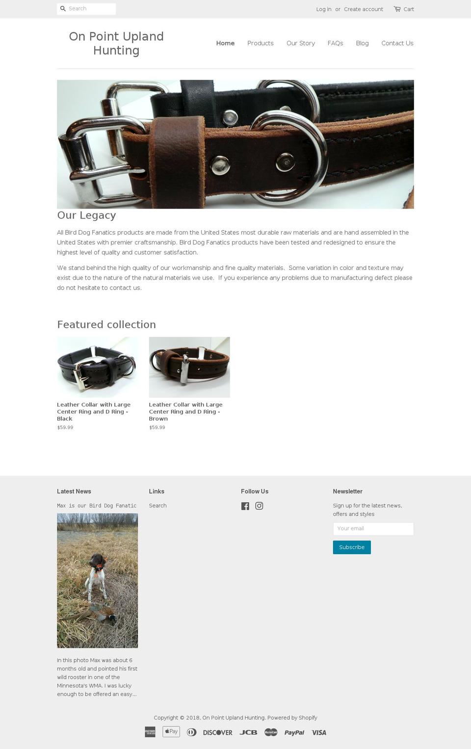 onpointuplandhunting.com — Shopify storefront screenshot