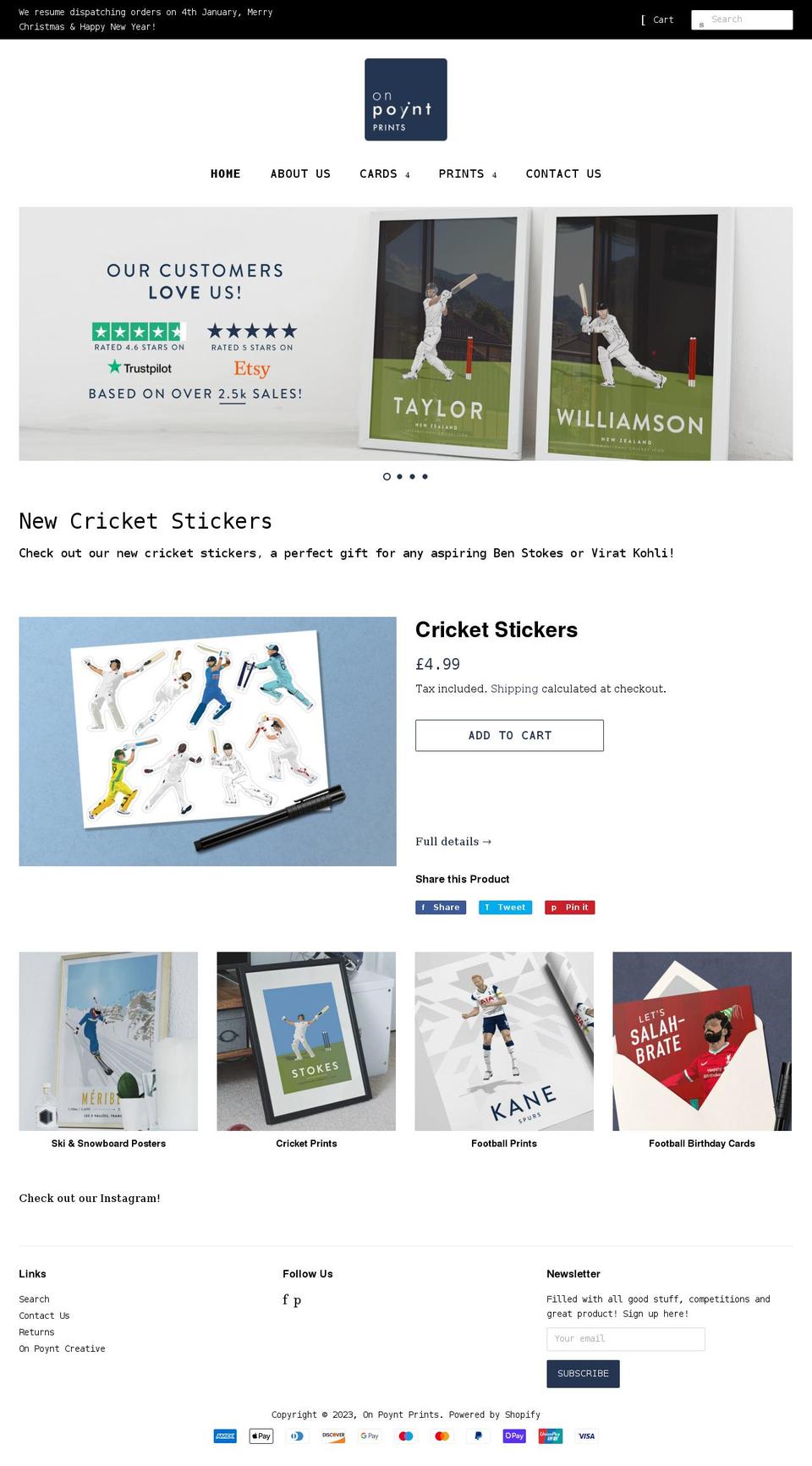 onpoyntprints.com shopify website screenshot