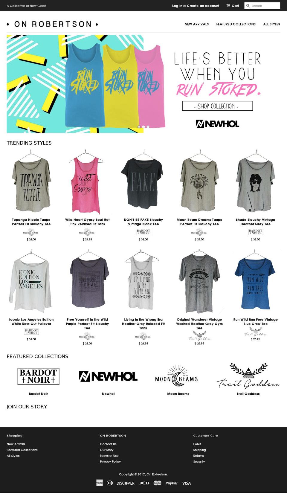 onrobertson.com shopify website screenshot
