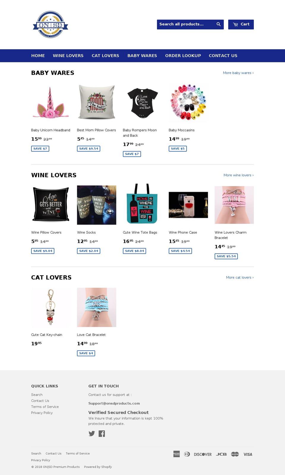 onsdproducts.com — Shopify storefront screenshot