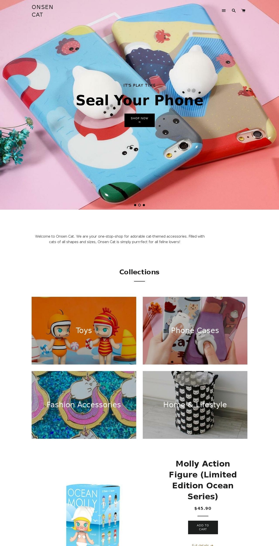 onsencat.com — Shopify storefront screenshot